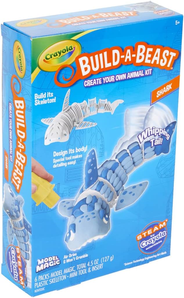 Crayola Build A Beast Shark, modelo Magic Craft Kit, regalo de Pascua para niños, 5, 6, 7, 8