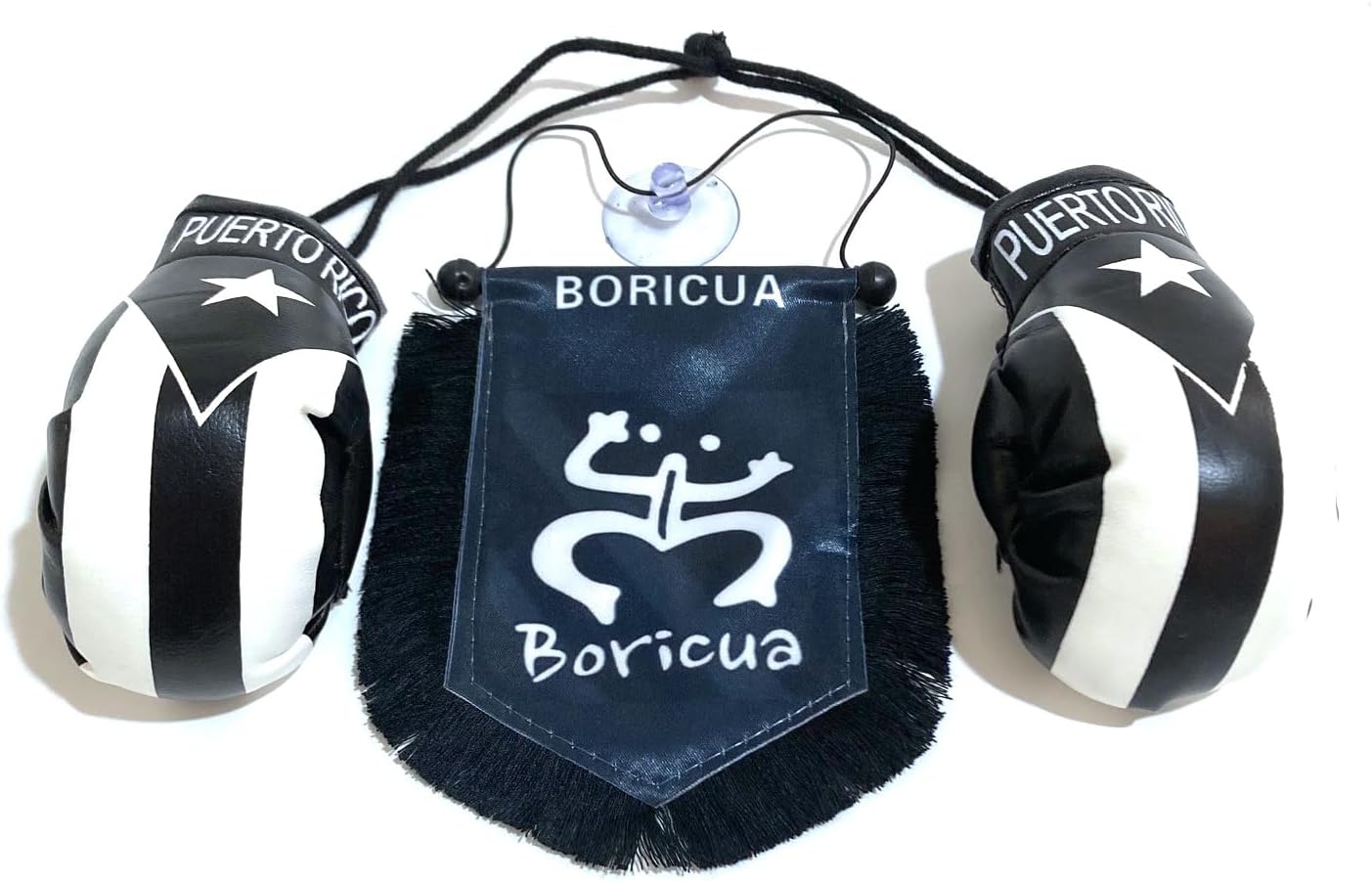 Banderas de Puerto Rico para coches de calidad de edición de bandera negra se adhieren al vidrio estilo boricua puertorriqueño