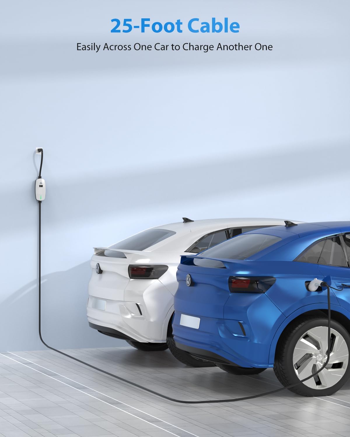 Cargador eléctrico portátil de nivel 2 de 110 V240 V, 6-16 A, ajustable, J1772 con cable de carga de 25 pies, NEMA 6-20 y 5-15 estación de carga