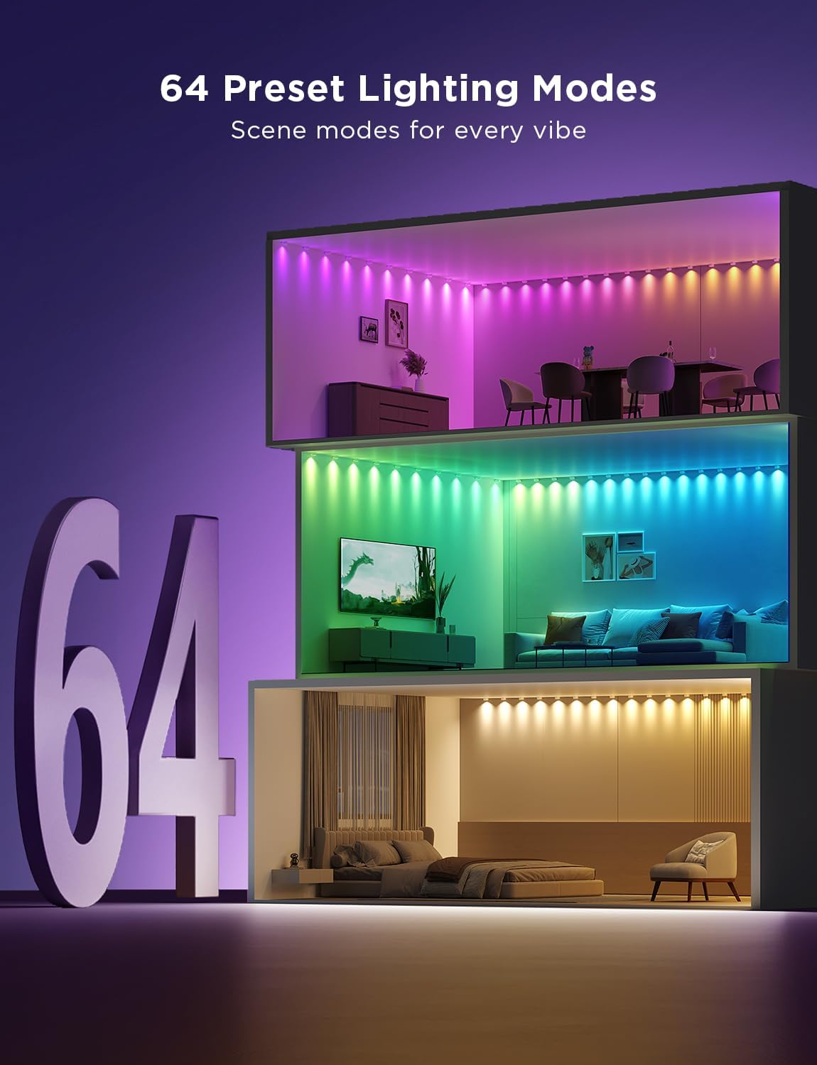 Govee RGBIC – Tira de luces LED inteligentes que funciona con Alexa, lámpara de pared interior que cambia de color para fiestas, Año Nuevo y diario,