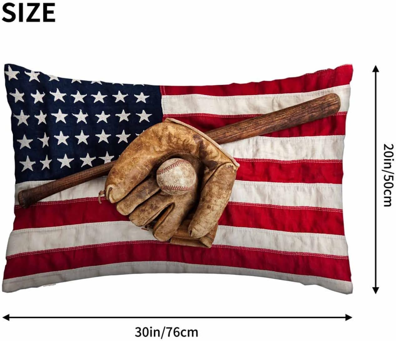 Funda de almohada de béisbol antiguo con bandera estadounidense de Estados Unidos, funda de almohada decorativa para sofá, cama, vida para niñas y