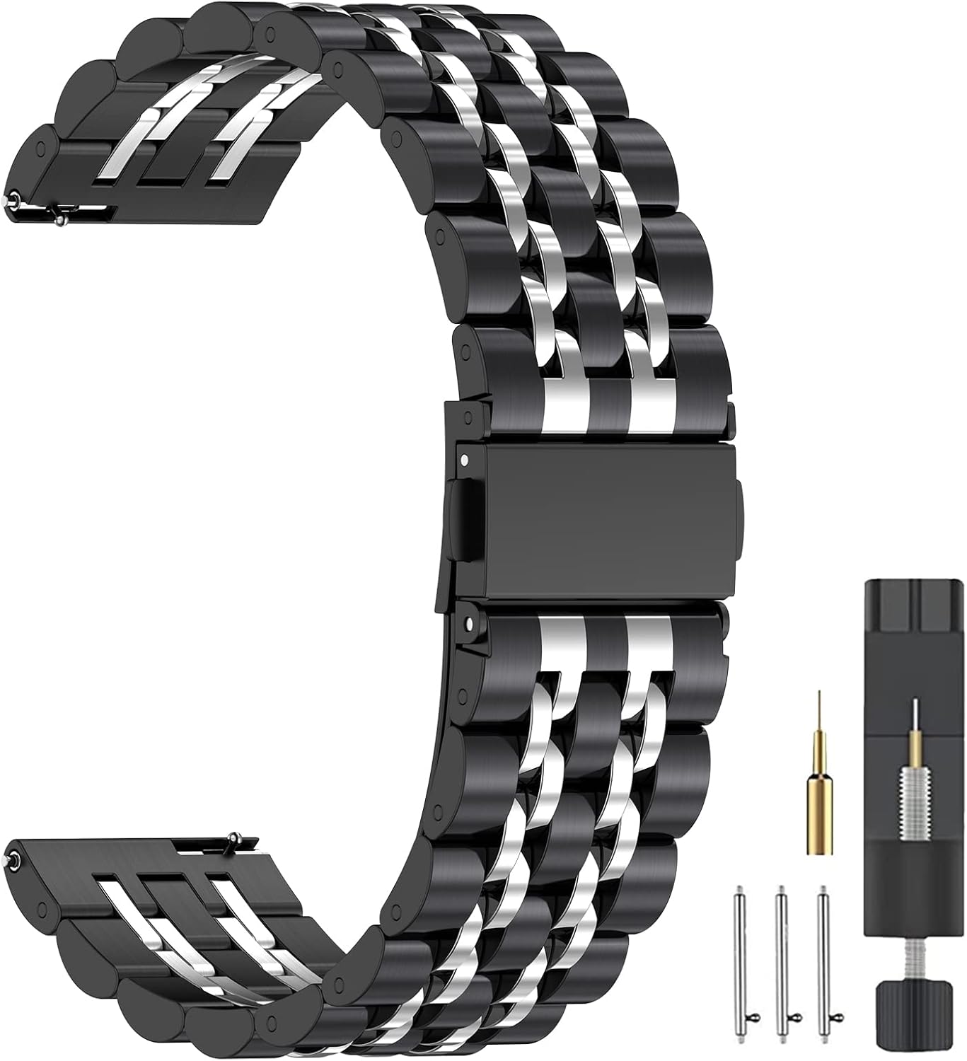 ZPJPPLX Correa de reloj universal de liberación rápida, 0.709 in, 0.787 in, 0.866 in, acero inoxidable, correas de metal para Samsung Galaxy Watch