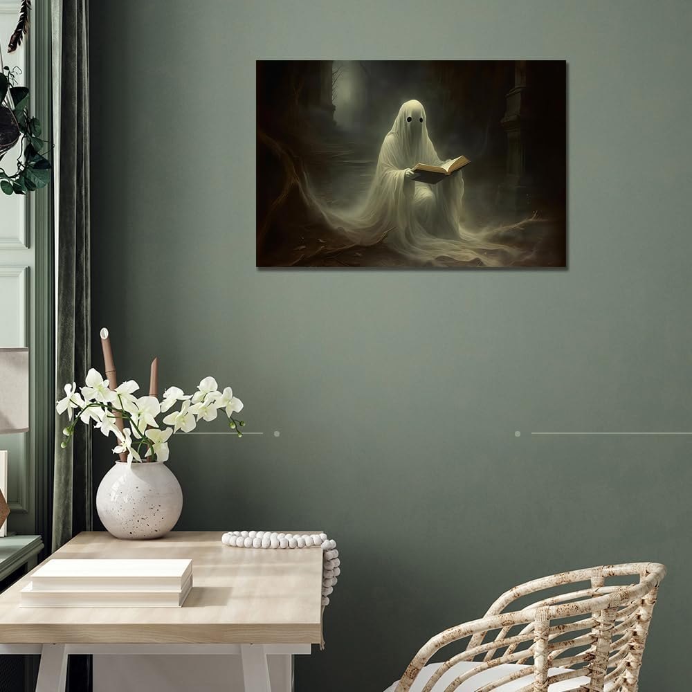 Bonito arte de pared con estampado espeluznante, divertido póster estético de bosque profundo en el jardín, decoración de pared gótica oscura