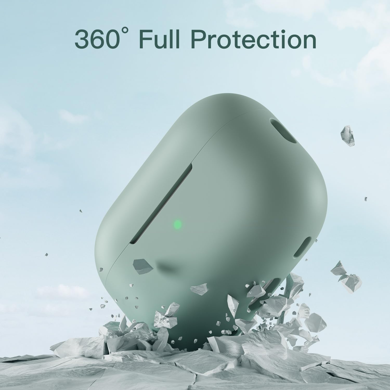 Funda de silicona suave diseñada para Airpods Pro 2, funda protectora con cordón LED frontal visible, color verde
