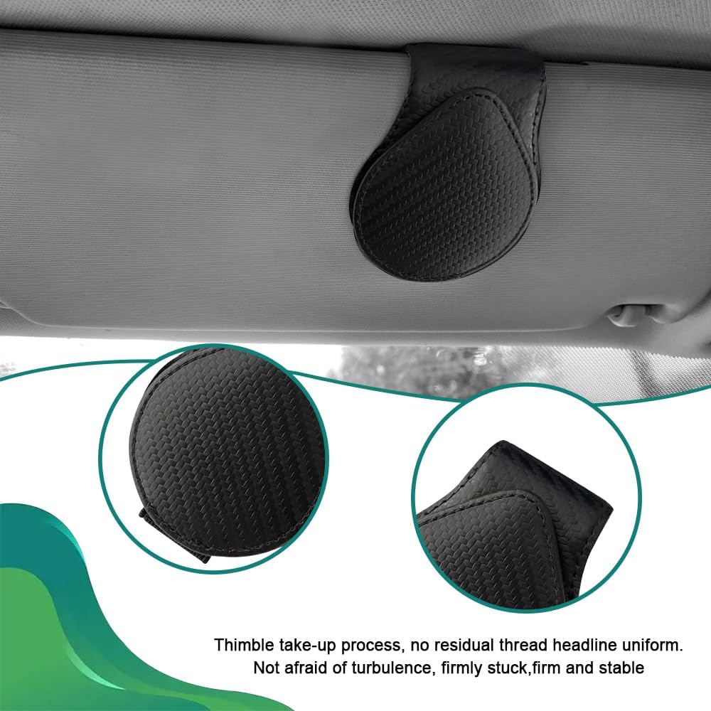 ASUBHA 2 soportes para lentes de sol para visera de automóvil, clip magnético de cuero para gafas, soporte para lentes de sol y clip para tarjeta de
