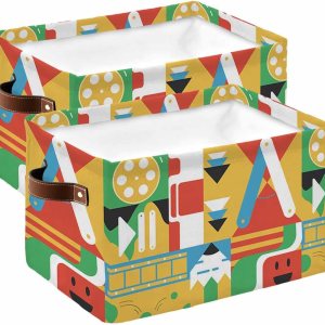 Colorful Geometric Storage Basket for Organizing Shelves, Collapsible Storage Bins Boxes with Handle, Modern Irregular Abstract Art Aesthetics Colorful Geometric Storage Basket for Organizing Shelves, Collapsible Storage Bins Boxes with Handle, Modern Irregular Abstract Art Aesthetics