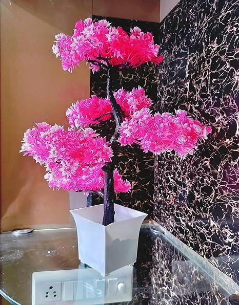 Árbol bonsái artificial, planta bonsái artificial para decoración del hogar, plantas de interior, árbol de gran tamaño con maceta (rosa)