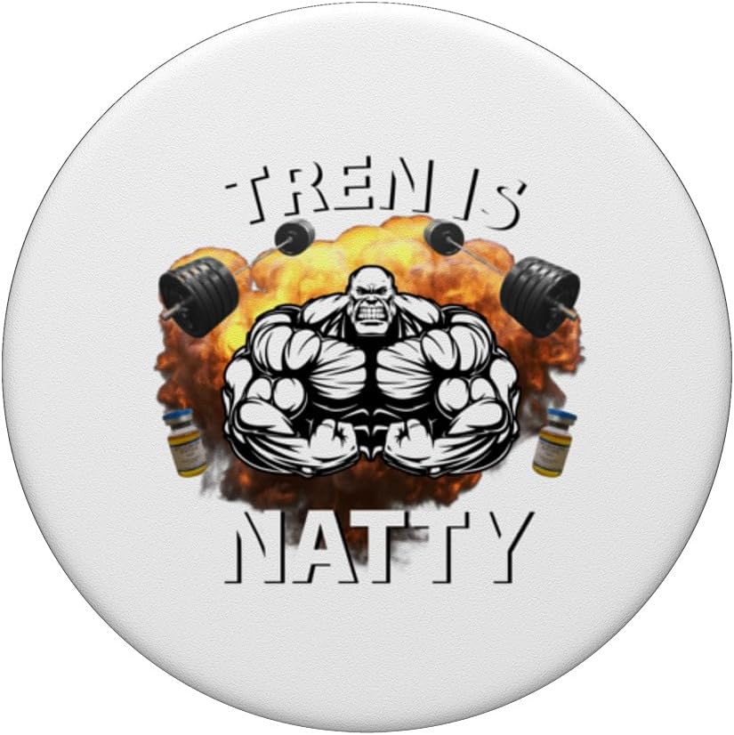 Tren Is Natty Funny Bodybuilding Design Gym Workout Muscular PopSockets Swappable PopGrip