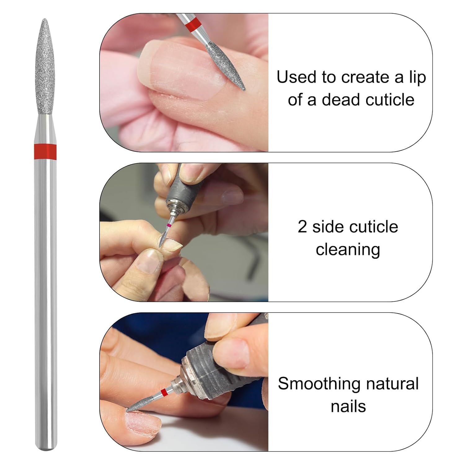 Vnjaoi E-File – Broca de uñas con estuche para manicura y pedicura, brocas eléctricas rusas, diamante, llama (caída), lima no dolorosa para manicura