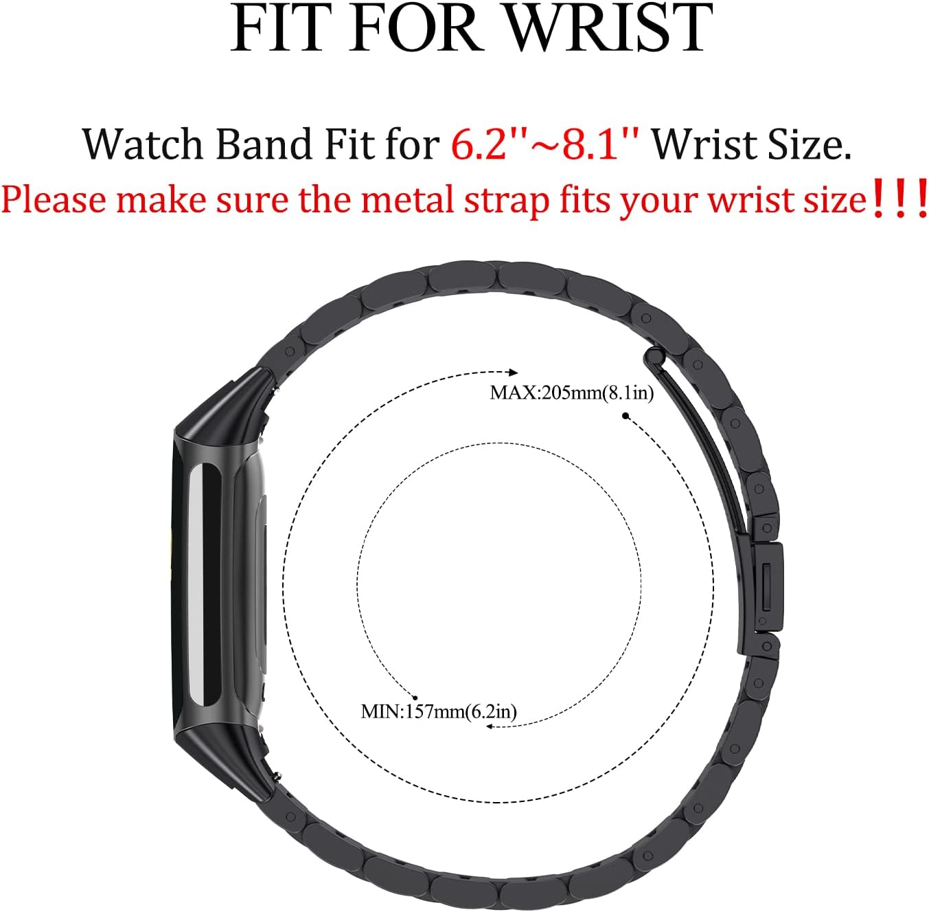 for Fitbit Charge 65 Metal Watch Band with Case, Stainless Steel Replacement Strap Compatible with Fitbit Charge 65 Wristband