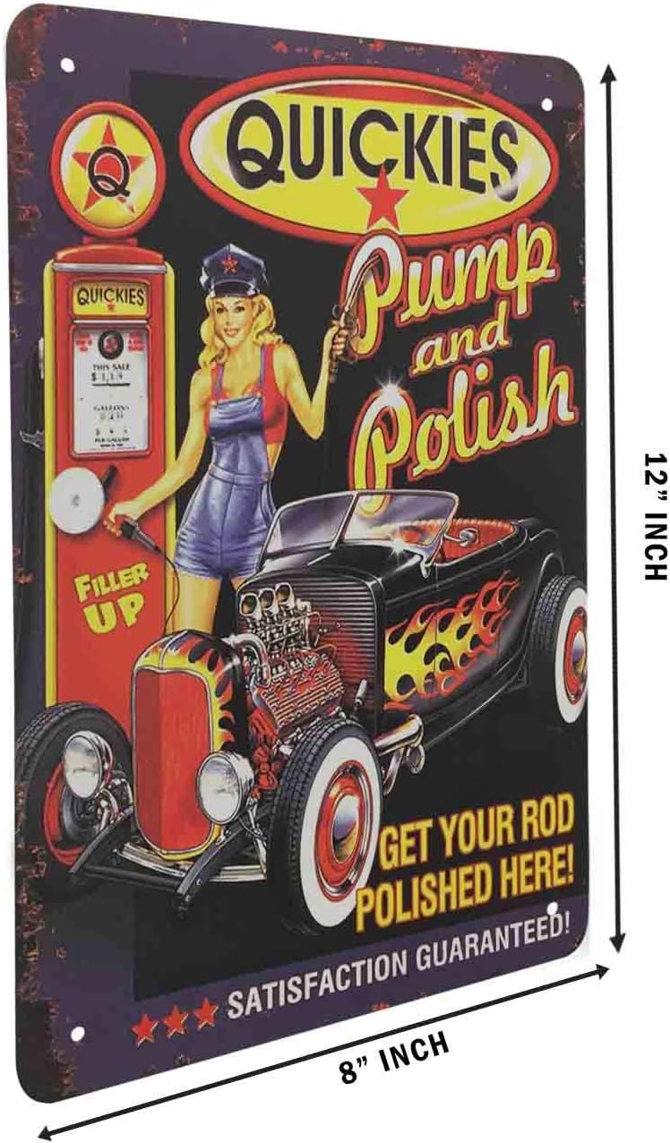 HOSNYE Pin Up Girl – Cartel de hojalata vintage para automóvil, con bomba de rapiditos, diseño polaco, letreros de metal vintage para hombres y