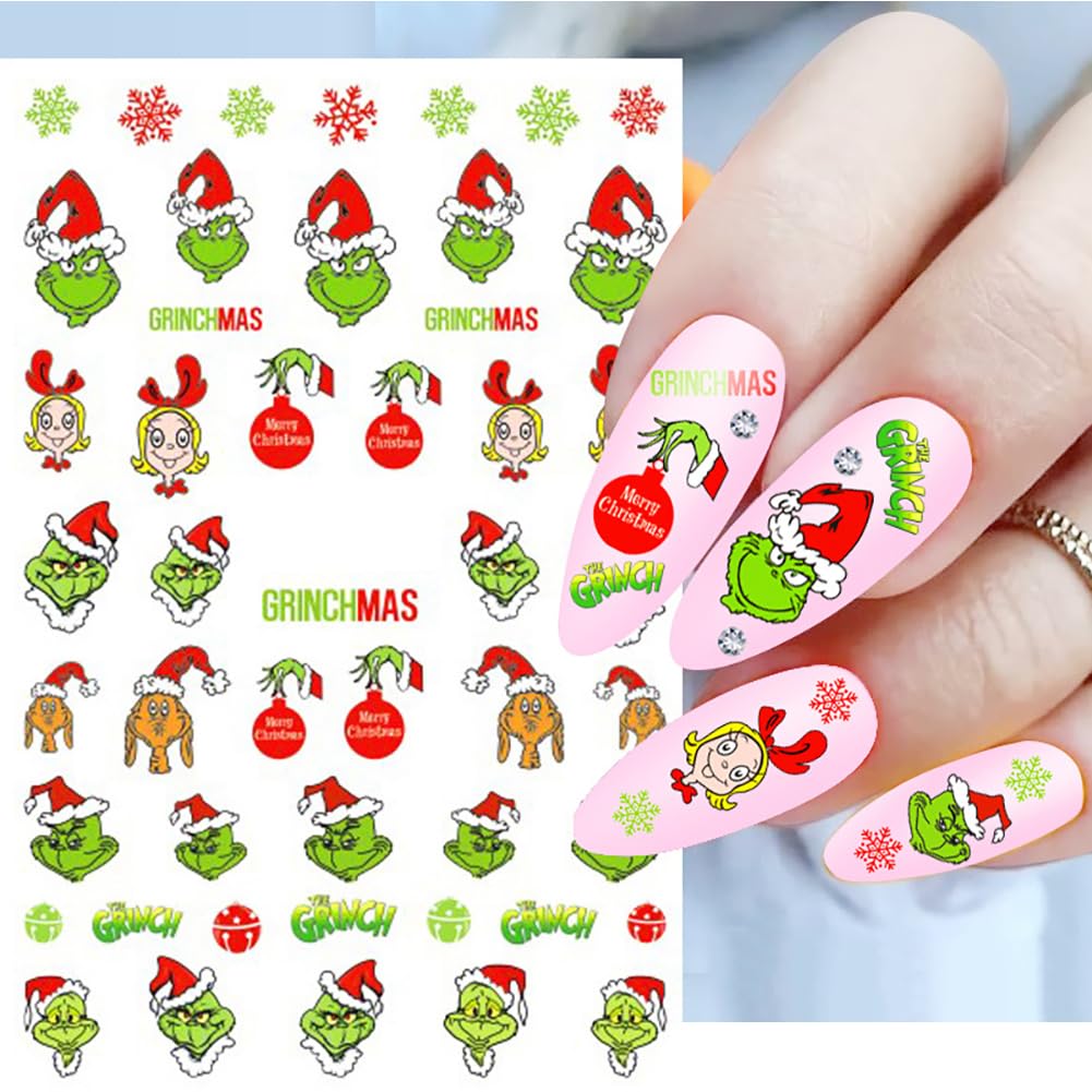 Calcomanías de arte de uñas de Navidad, diseño autoadhesivo 3D, suministros de calcomanías de uñas de Navidad, árbol de Navidad, copos de nieve,