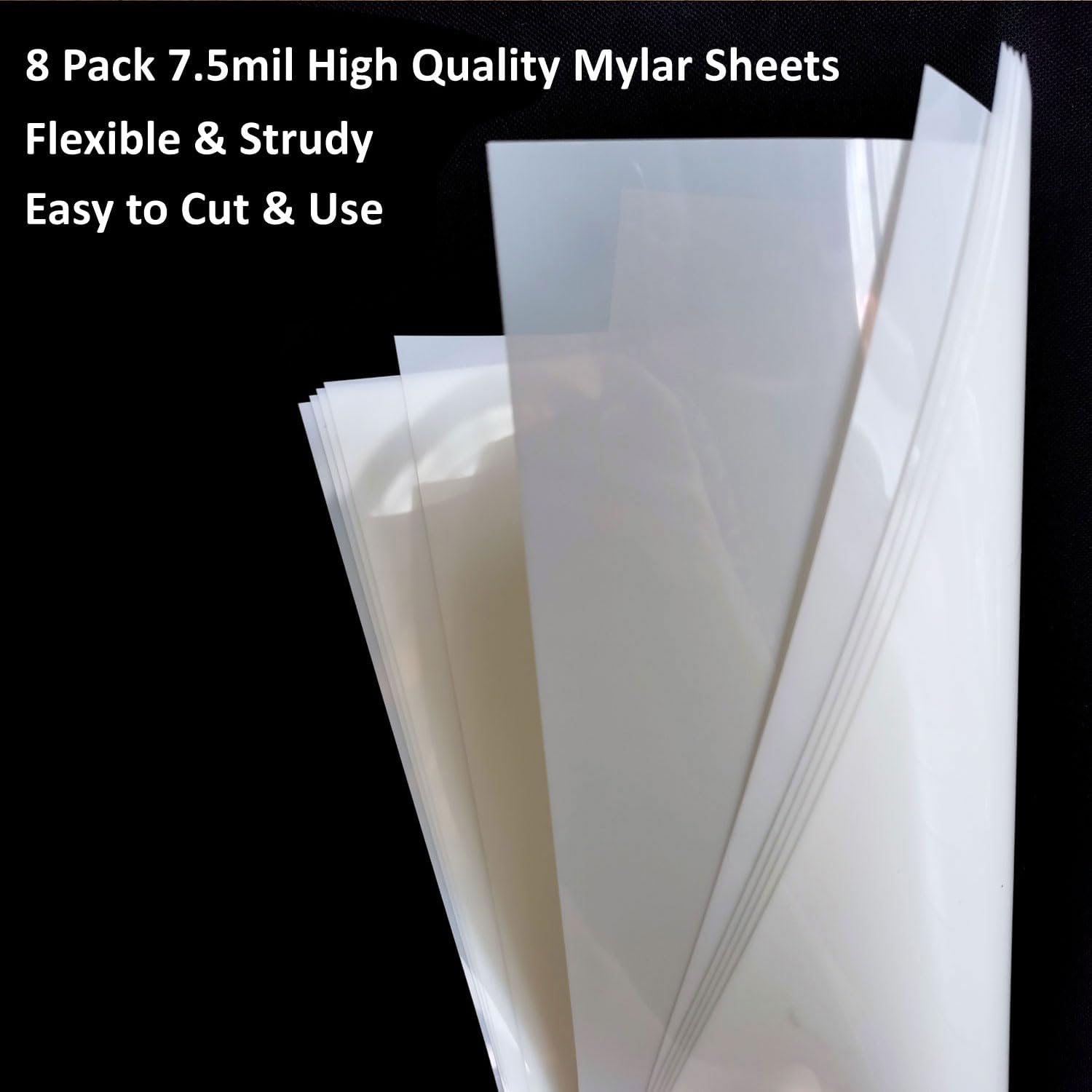 Hojas de Mylar en blanco de 7.5 mil para plantillas, 8 piezas de 12 x 24 pulgadas, hojas de plantillas en blanco de PET translúcido lechoso,