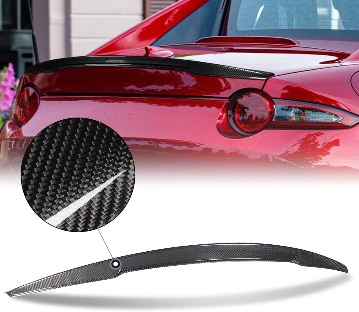 DNA MOTORING 2-SPC-6704-CF – Tapa trasera de fibra de carbono para maletero estilo STP compatible con Mazda MX-5 Miata 2016-2021, color negro