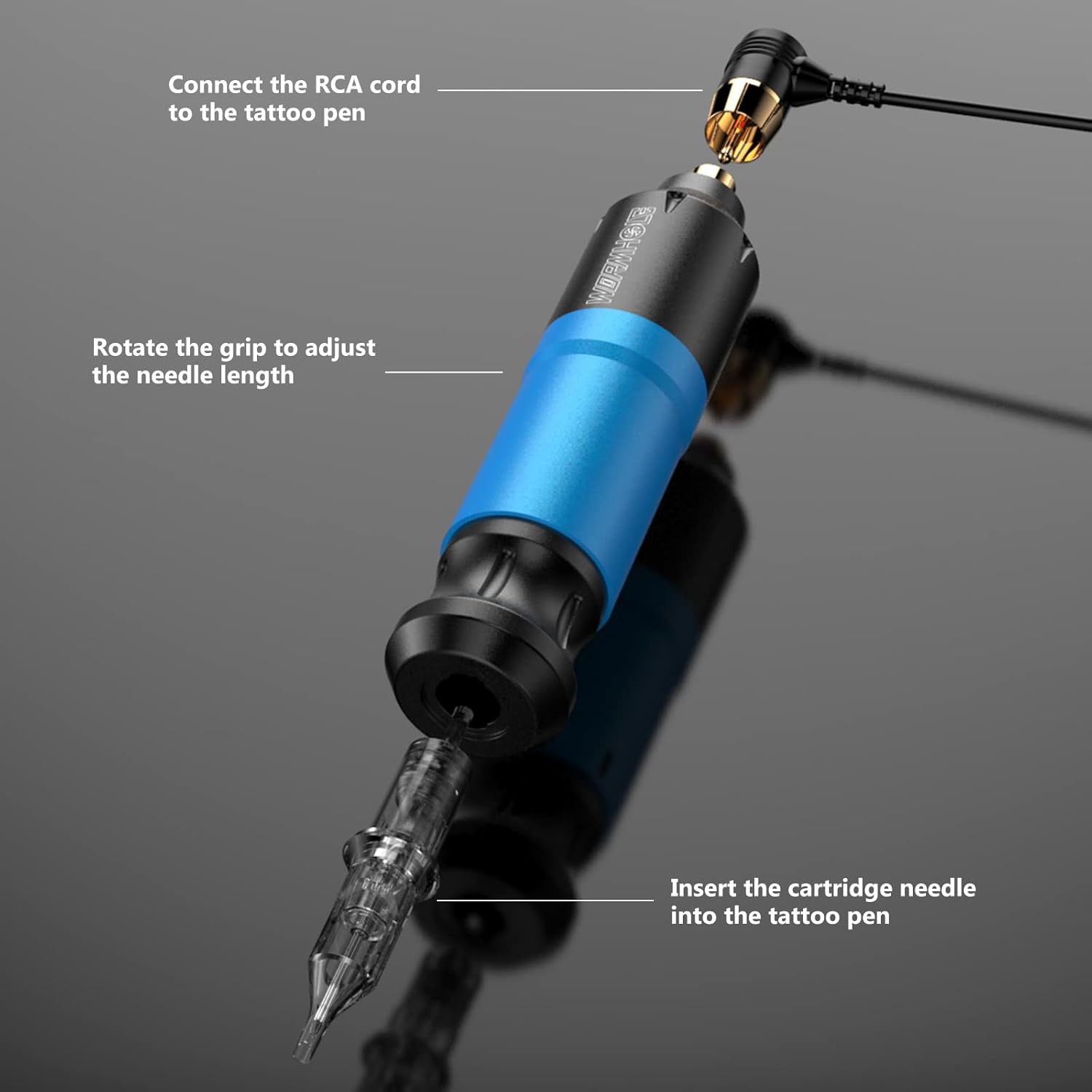 Kit de tatuaje Wormhole Tattoo Gun Kit de bolígrafo de tatuaje, kit de máquina de tatuaje rotativa con fuente de alimentación de tatuaje y agujas de