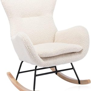 Mecedora de peluche para guardería, mecedoras tapizadas con respaldo alto y reposabrazos, silla deslizante pequeña para guardería, sala de estar, Mecedora de peluche para guardería, mecedoras tapizadas con respaldo alto y reposabrazos, silla deslizante pequeña para guardería, sala de estar,