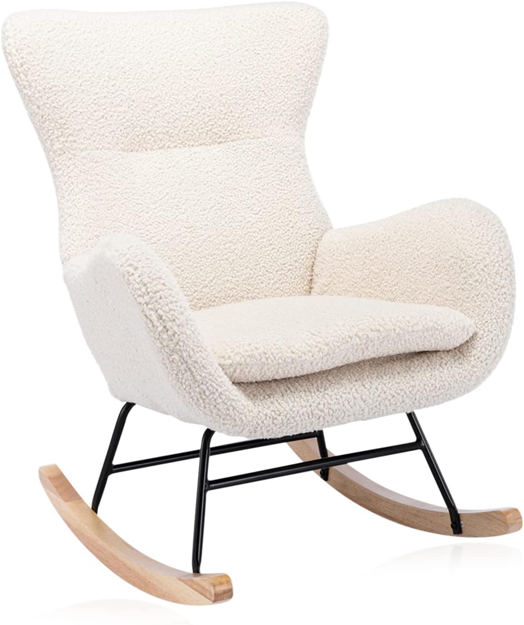 Mecedora de peluche para guardería, mecedoras tapizadas con respaldo alto y reposabrazos, silla deslizante pequeña para guardería, sala de estar,