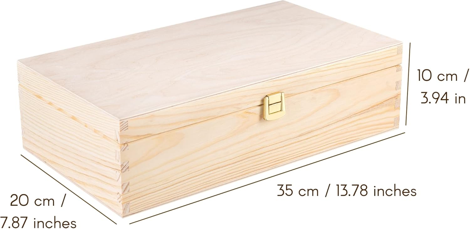 Caja de madera de vino sin pintar para almacenamiento de regalo, 2 botellas, 13.77 x 7.87 x 3.93 pulgadas, soporte de madera natural, caja de lujo