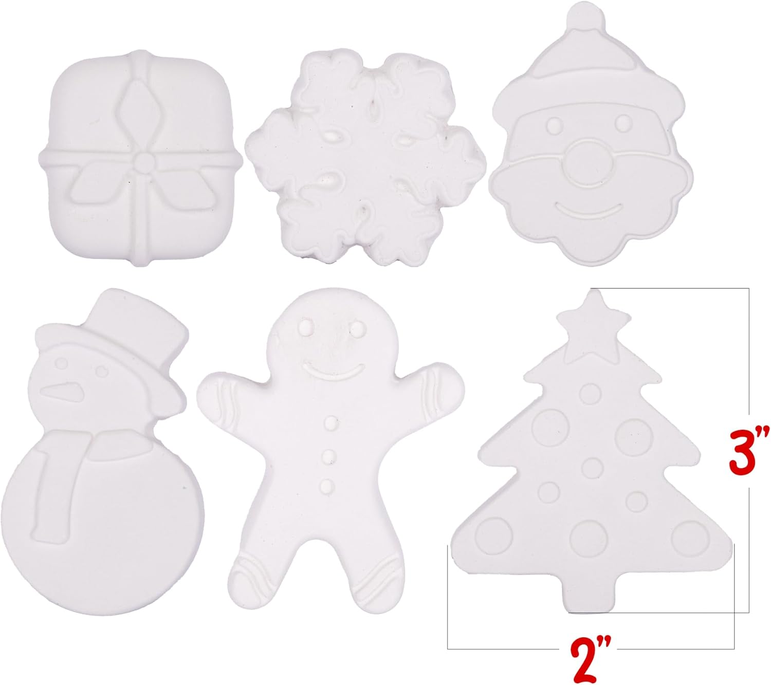 ArtCreativity Kit de pintura de cerámica navideña para niños, 6 figuras de cerámica, 2 juegos de pintura y 2 pinceles, manualidades de pintura