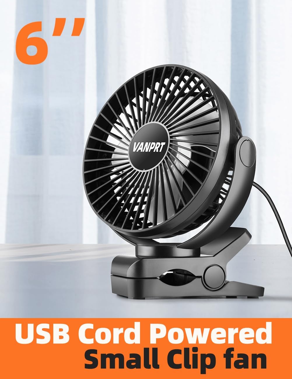 VANPRT Ventilador de escritorio alimentado por USB de 6 pulgadas, pequeño pero potente, ventilador de oficina, ventilador personal, ventilador