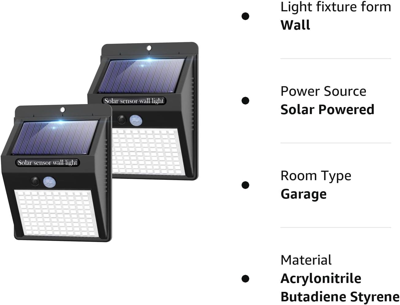 Paquete de 2 luces solares de movimiento al aire libre, 3 modos100 luces LED de seguridad solares inalámbricas IP65 impermeables con sensor de