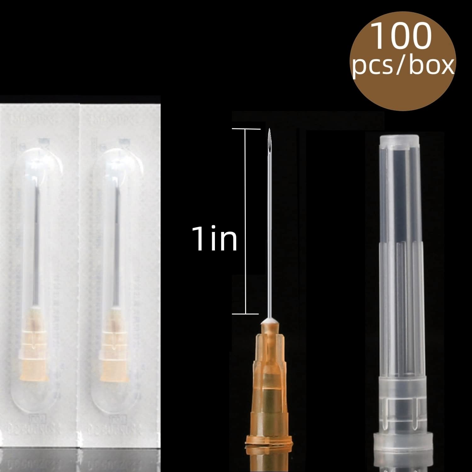 Paquete de 100 herramientas dispensadoras de 25 Ga de 1 pulgada con bloqueo Luer para industria, laboratorio científico, investigación de cultivo de