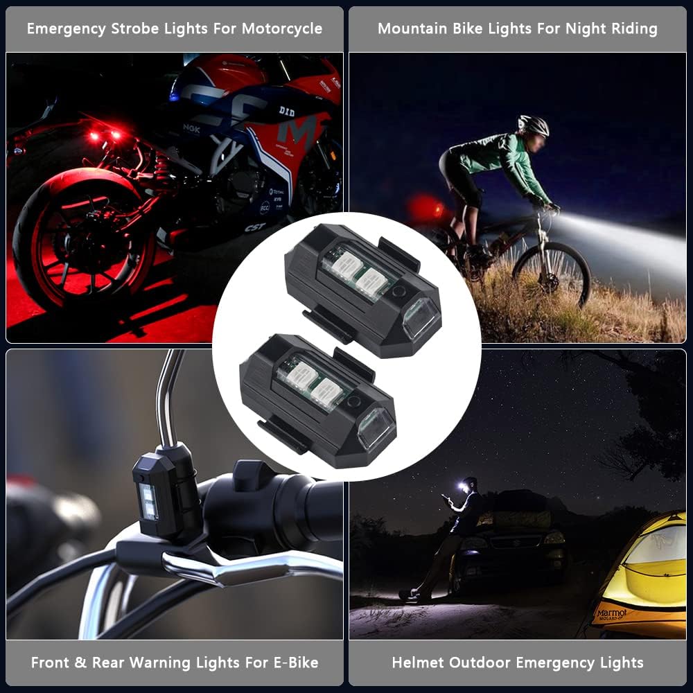1797 Luces estroboscópicas LED para aviones, drones, motocicletas, bicicletas, coches eléctricos, intermitentes, 7 colores, carga USB, para