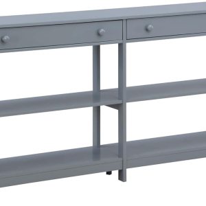 Convenience Concepts Oxford – Mesa consola con 2 cajones de 60 pulgadas con estantes, 60 pulgadas, color gris Convenience Concepts Oxford – Mesa consola con 2 cajones de 60 pulgadas con estantes, 60 pulgadas, color gris