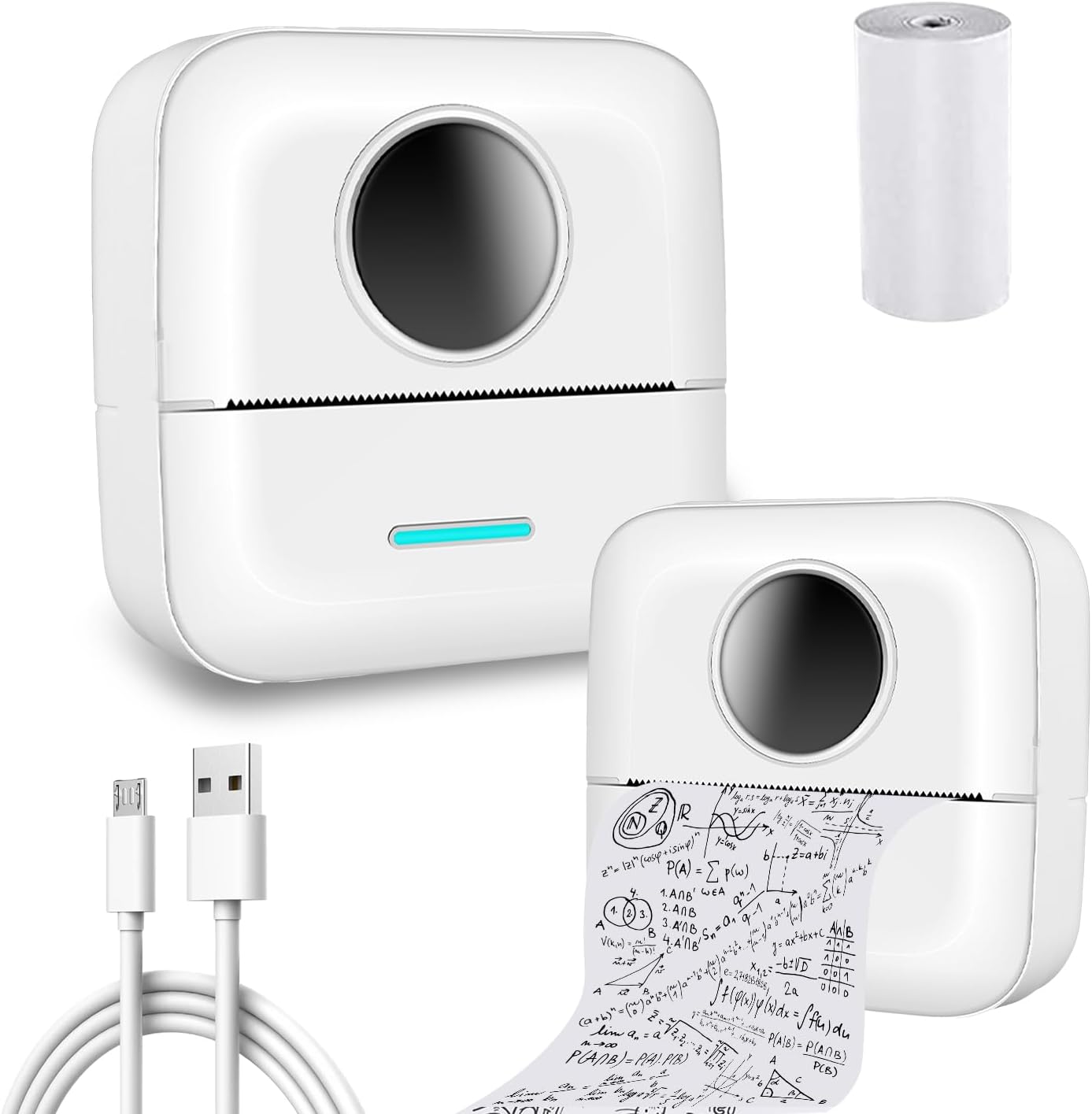 Mini impresora portátil, mini impresora de calcomanías Bluetooth, impresora térmica inteligente sin tinta de bolsillo para iOS y Android, impresora
