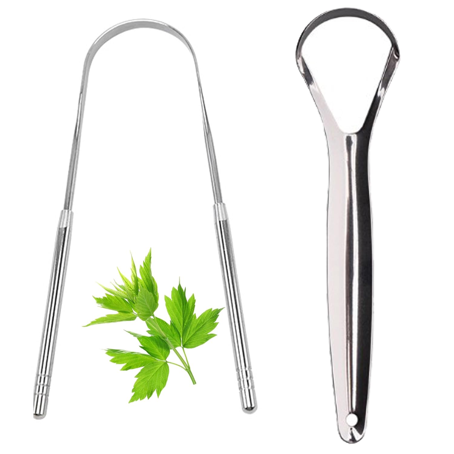 Raspador de lengua, paquete de 2 limpiadores de lengua de acero inoxidable, raspador de lengua para adultos, reduce el mal aliento y el aliento