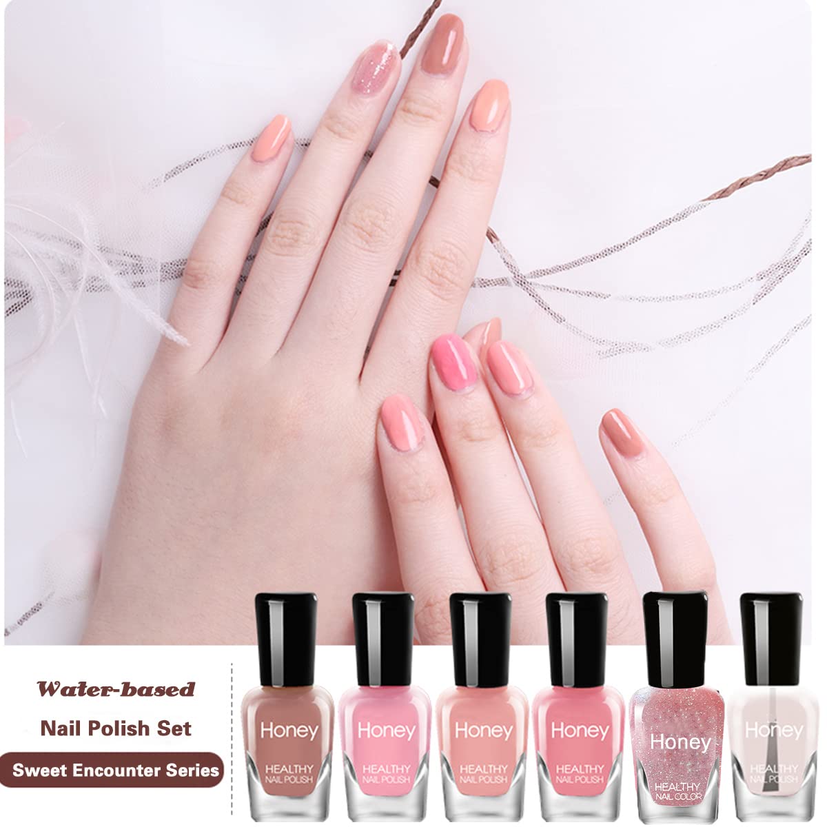 Juego de esmaltes de uñas no tóxicos, fácil de quitar y de secado rápido, juego de esmalte de uñas ecológico y orgánico a base de agua para mujeres,