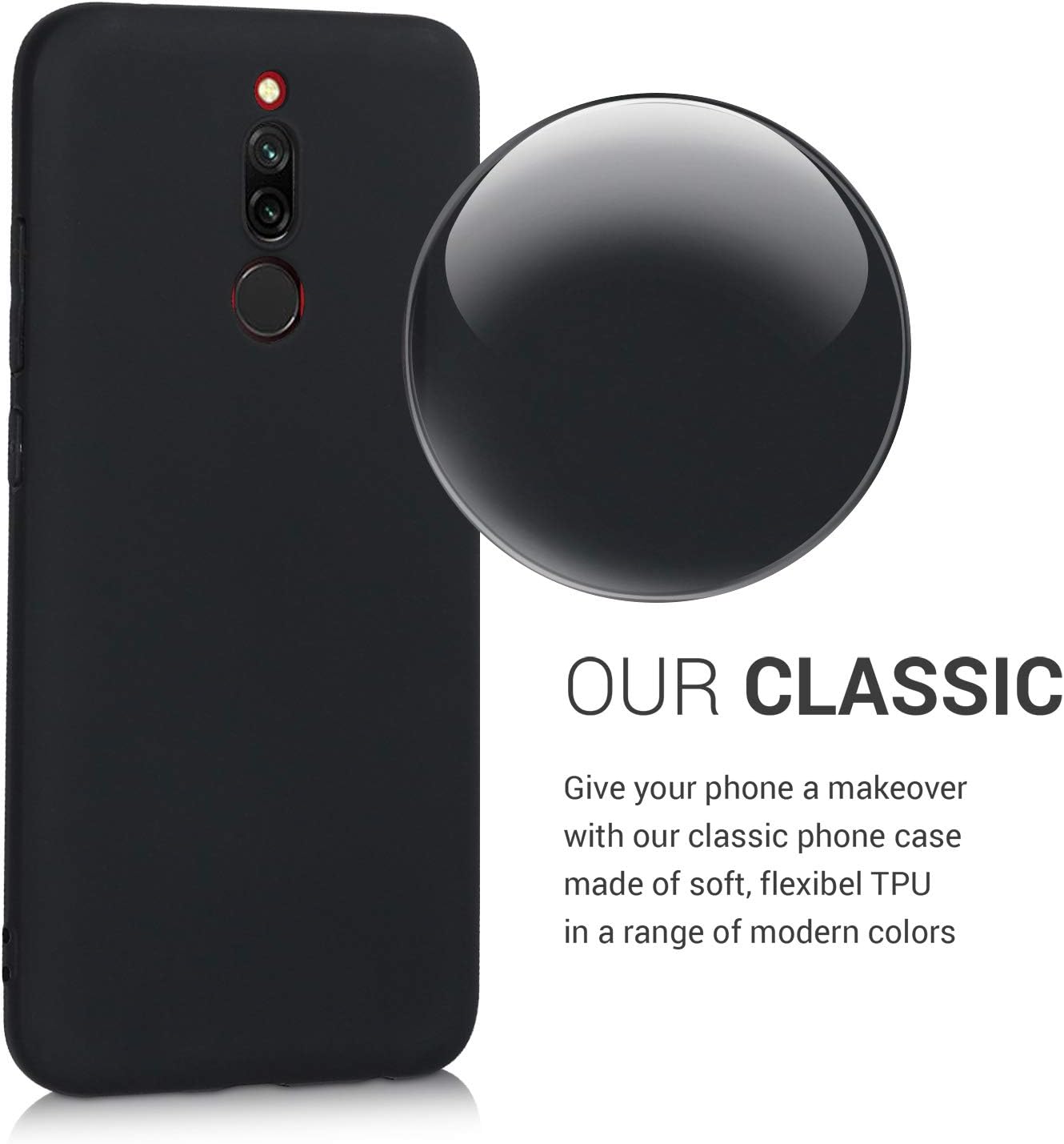 kwmobile Funda compatible con Xiaomi Redmi 8 – Funda protectora delgada para teléfono TPU – Acabado mate suave – Negro mate