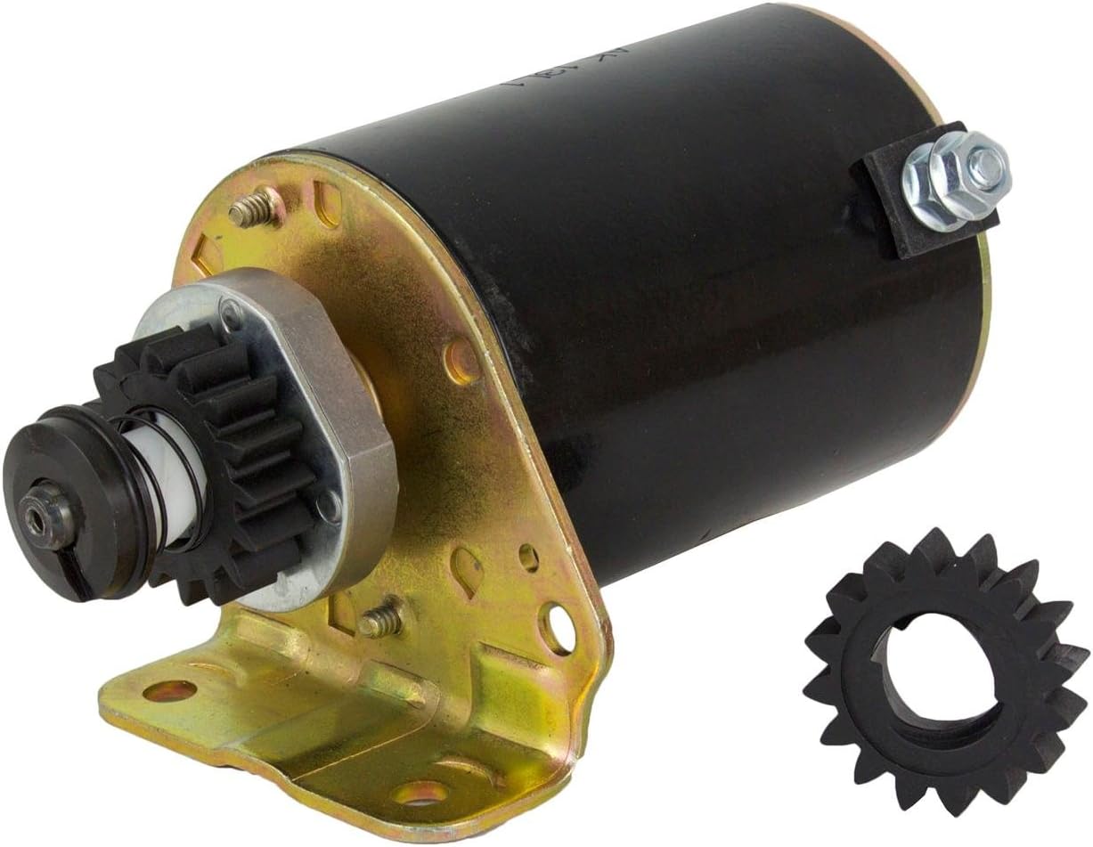 RAREELECTRICAL Nuevo motor de arranque compatible con motores refrigerados Briggs & Stratton 12Hp 16Hp con engranaje libre por números de pieza
