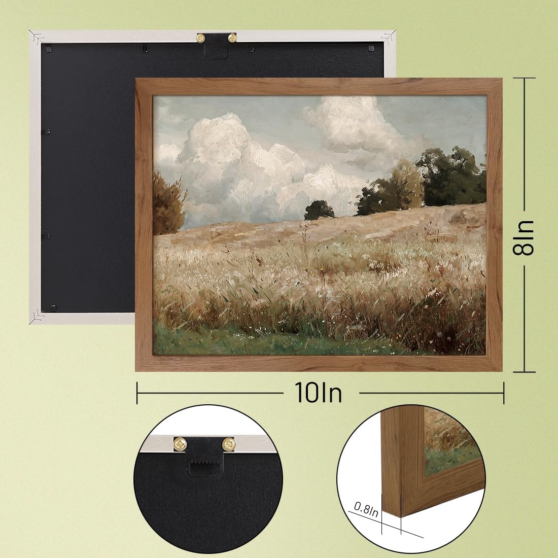 JOWOROLO The Vast Grassland – Arte de pared enmarcado para decoración de habitación, lienzo de nube blanca para sala de estar y accesorios, pintura