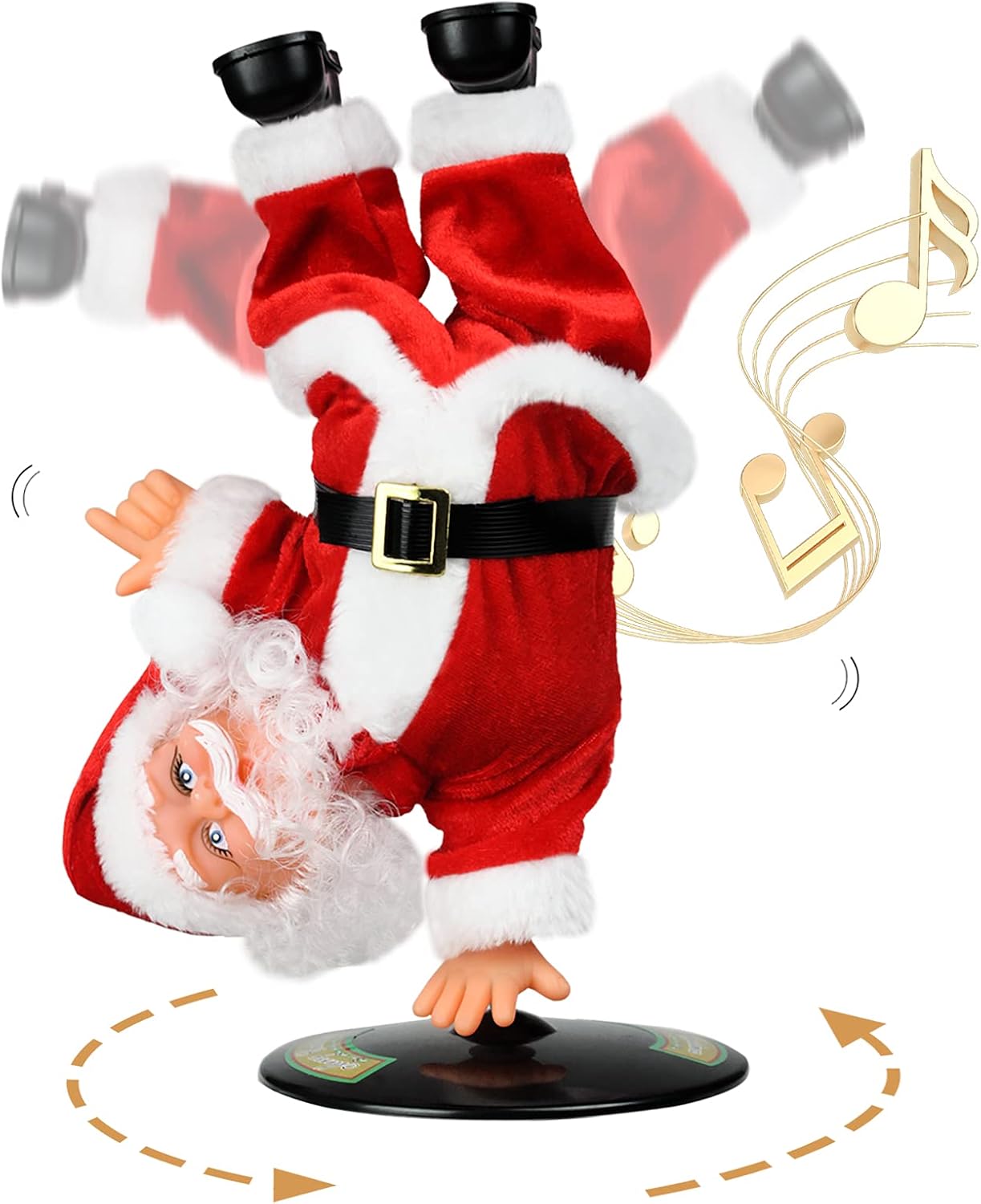 SdeNow Papá Noel cantando bailando, Papá Noel giratorio invertido de Navidad, muñecos musicales eléctricos de Navidad, juguetes de peluche