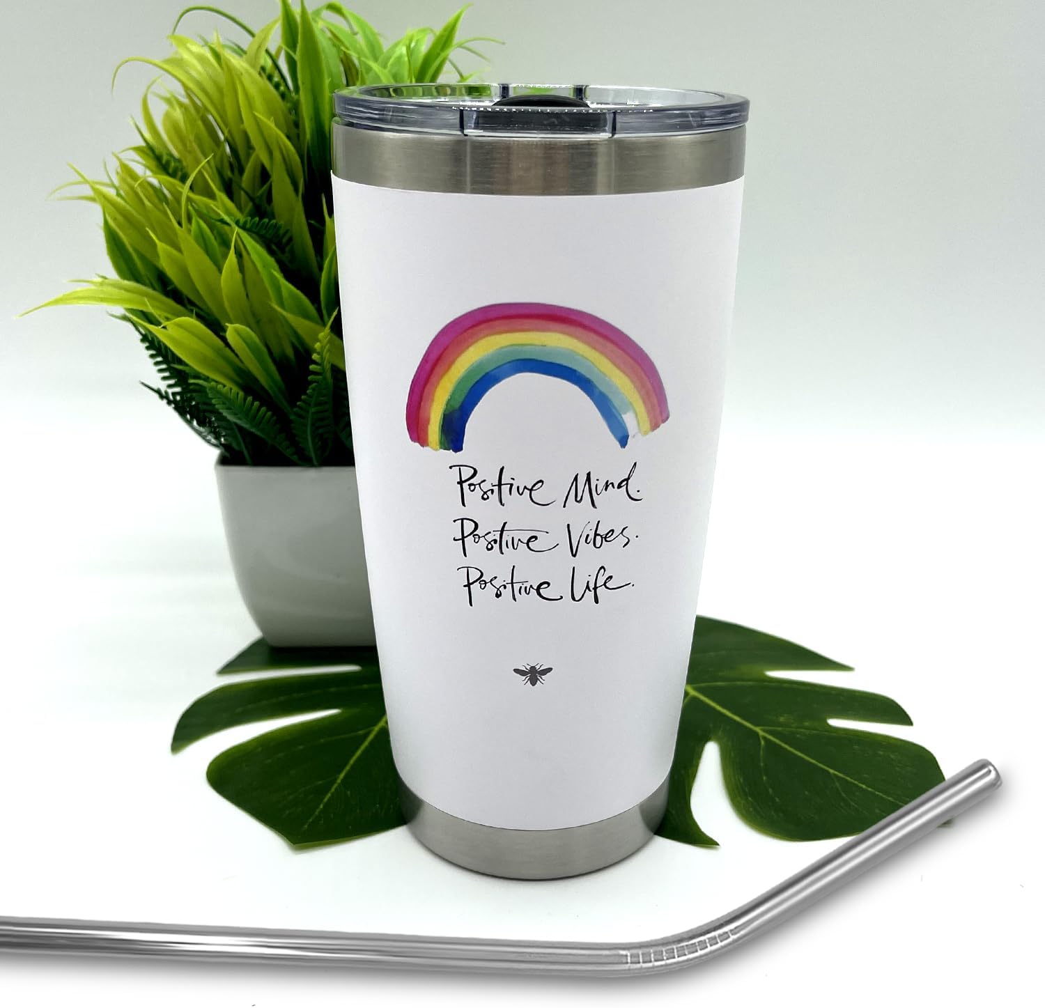 Vaso de café de viaje de 20 onzas con tapa deslizante y pajilla, taza de café de acero inoxidable a prueba de derrames, acero inoxidable aislado,