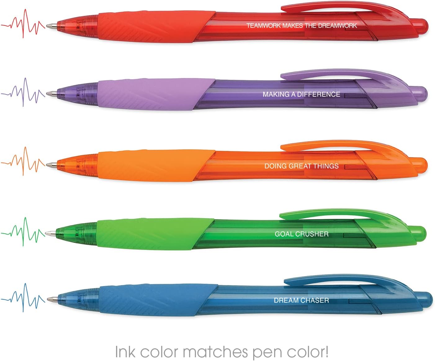 Coloridos bolígrafos de oficina de reconocimiento de empleadosjuego de 5 bolígrafos de frases inspiradorasbolígrafo a juego con tinta de color y