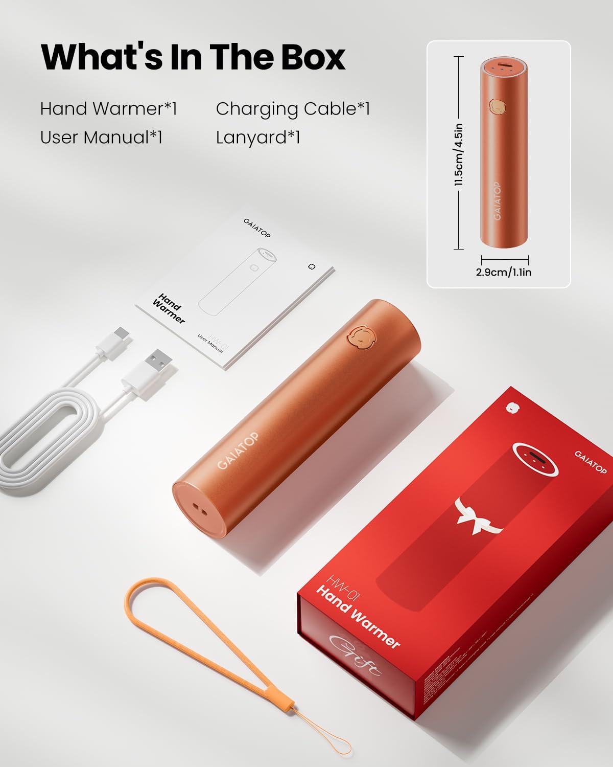 Gaiatop Calentadores de manos recargables, calentador de bolsillo portátil eléctrico, calentador de manos recargable, terapia de calor, grandes