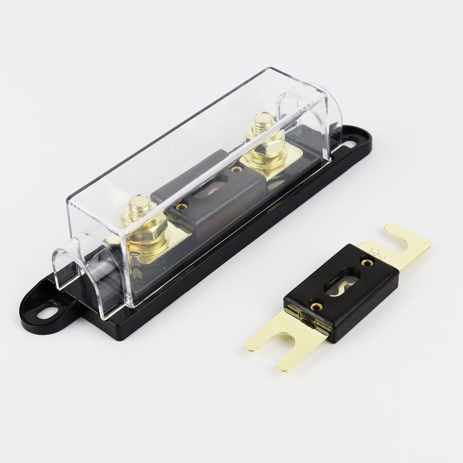 Soporte de fusible ANL con kit de cubierta transparente, 2 bloques de distribución y fusibles en línea ANL de 200 A con terminales de cobre de