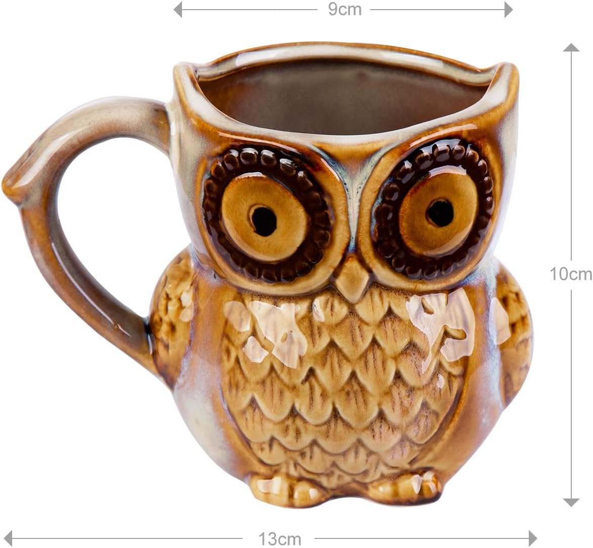 Berry President Taza de café con búho, taza de café de cerámica matutina, taza de té para oficina y hogar, apta para lavavajillas y microondas (12