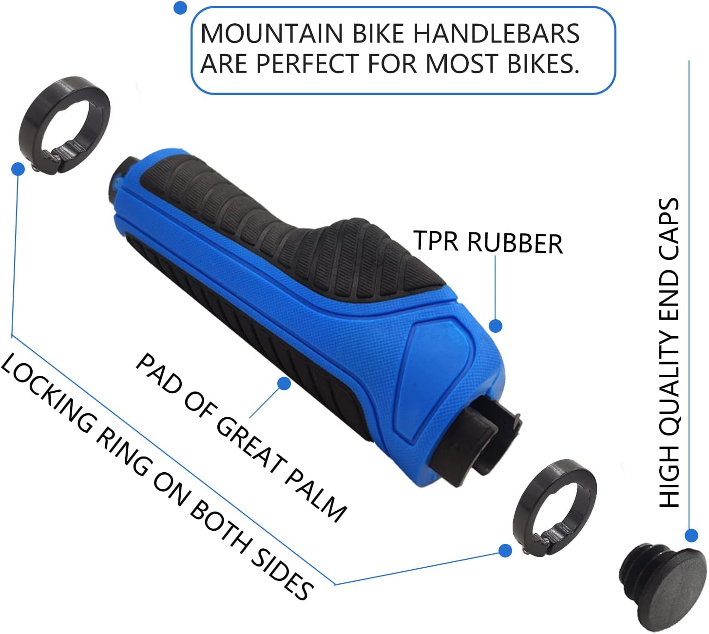 Empuñaduras de manillar de bicicleta, agarres de manillar de bicicleta de montaña, agarre de doble abrazadera de aluminio para MTB BMX extremos de