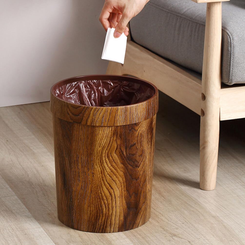 Alipis Cubo de basura de madera con parte superior abierta, cubo de basura retro, contenedor de basura para cocina, oficina, hogar, baño, debajo del
