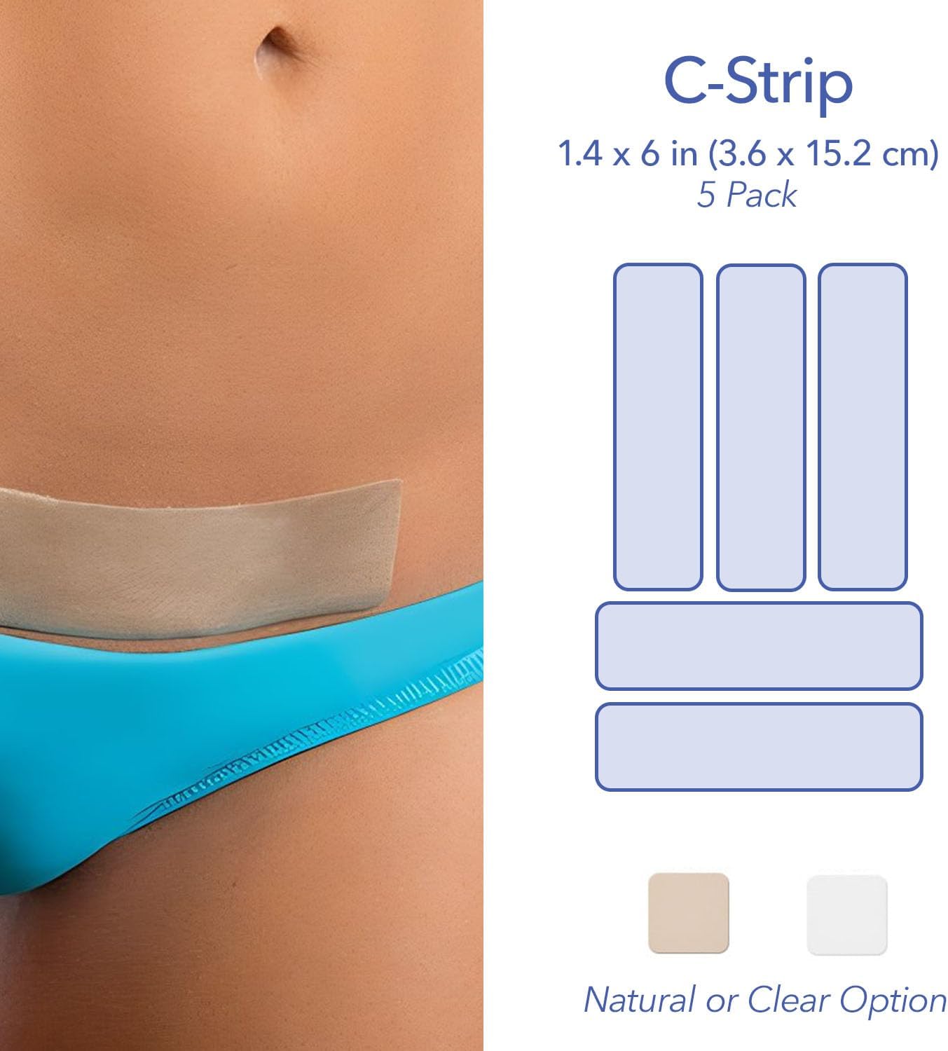 Epi-Derm C-Strips, láminas de gel de silicona para cicatrices, ideal para cesáreas, abdominoplastia, histerectomía y cicatrices de cirugía cardíaca,