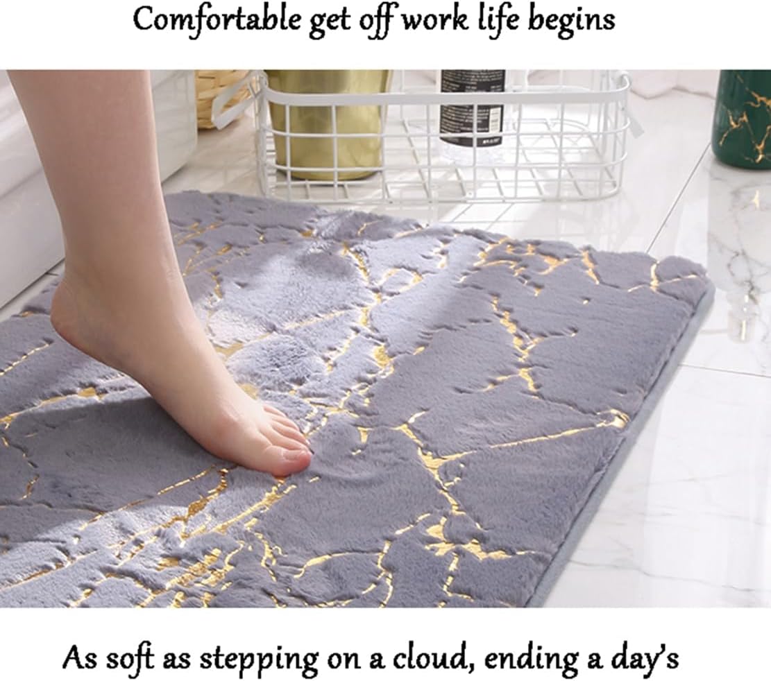 Alfombras de baño Fluzzy con diseño de mármol, antideslizantes, de lujo, fuertes, absorbentes de agua, lavables a máquina, ultra suaves, alfombra