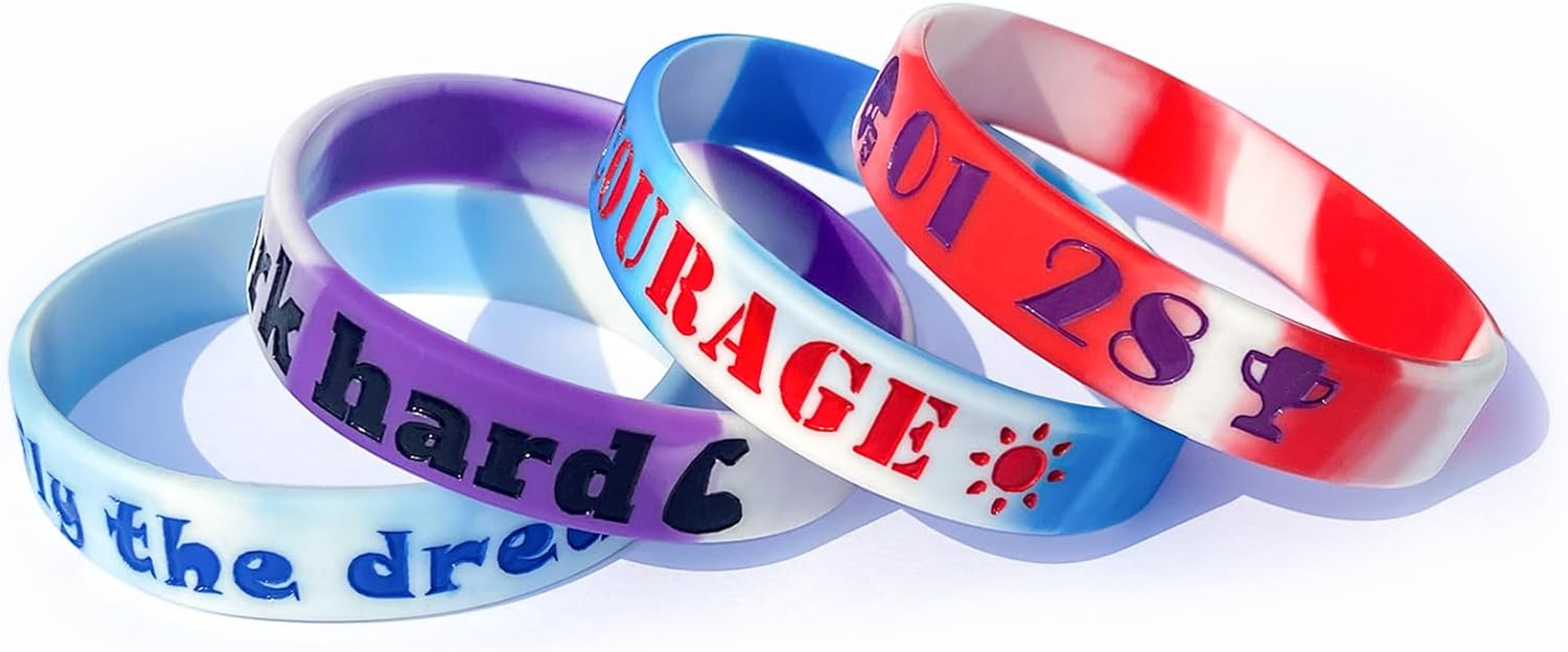CYCLUSIVE 50 pulseras de silicona personalizadas para motivación, recuerdos de fiesta, eventos, cumpleaños, conciencia