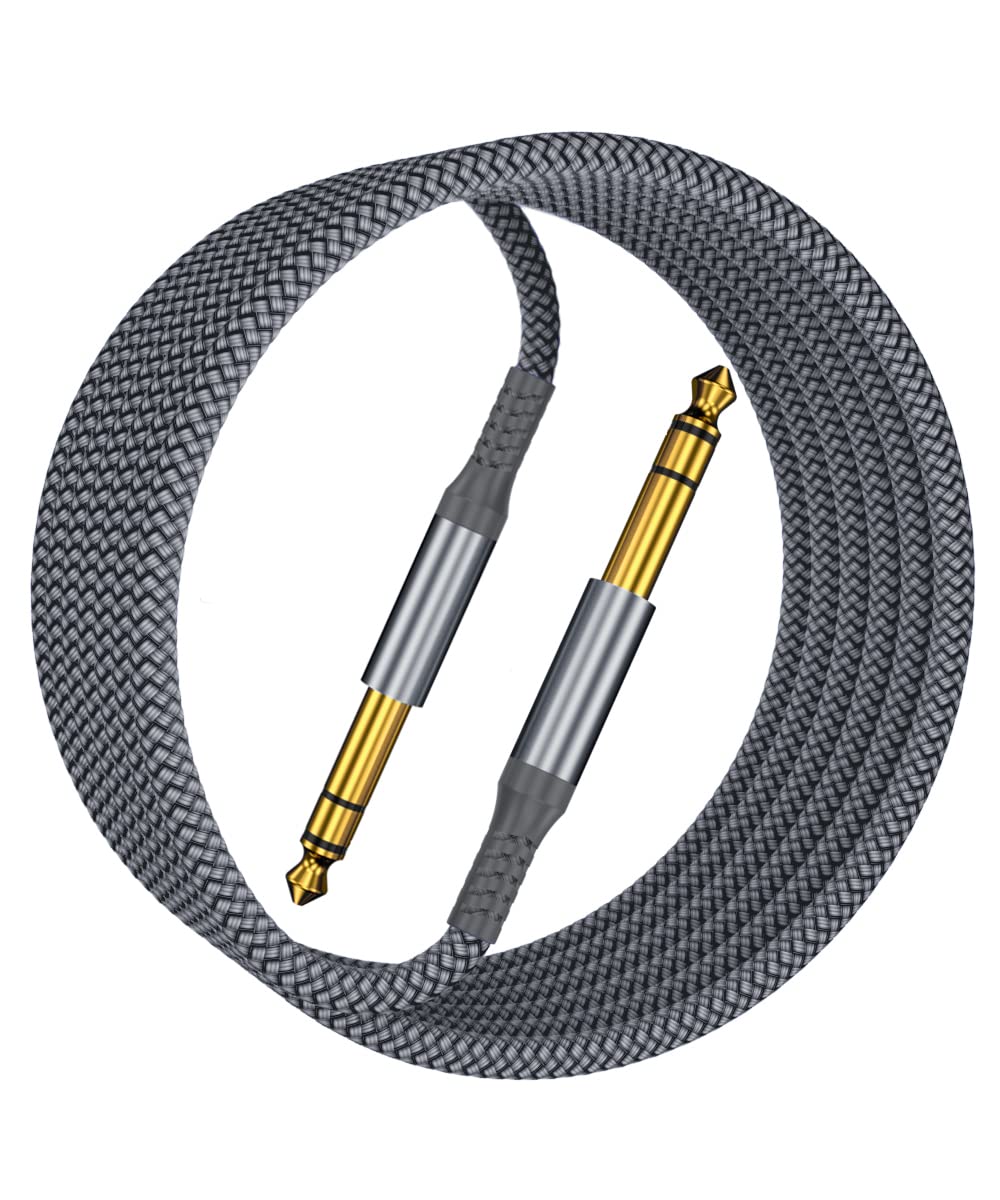 Itramax Cable de audio TRS de 14 de pulgada de 20 pies, cable estéreo recto macho macho de 0.250 in, cable de interconexión de instrumentos de 6,35