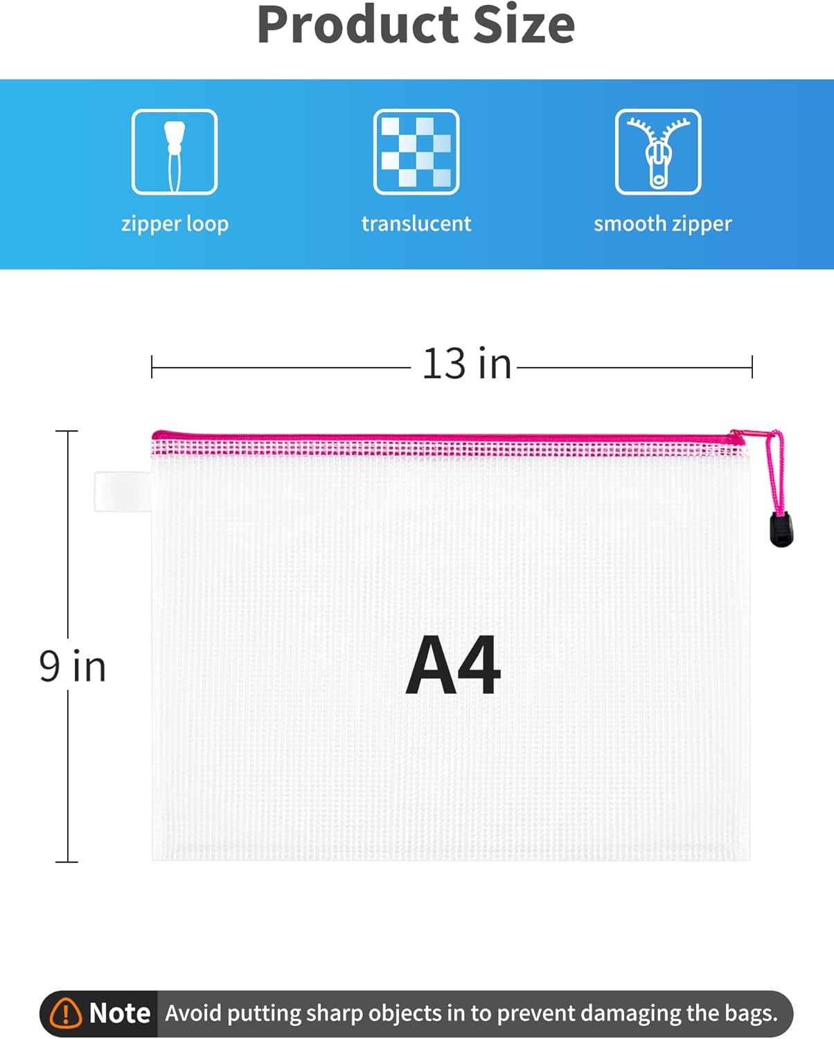JARLINK Paquete de 30 bolsas de malla con cremallera, 10 colores, bolsas de archivos impermeables, tamaño cartatamaño A4, multiusos para organizar