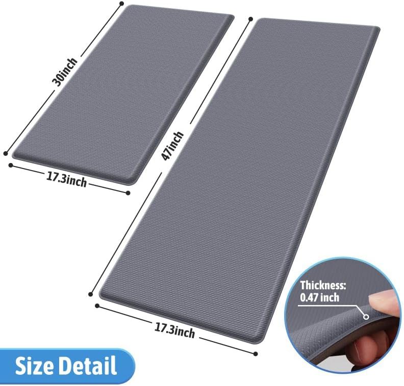 StepLively Tapete de cocina, 2 piezas de alfombras de cocina, tapetes de cocina acolchados para piso, tapete antifatiga, juego de alfombras de