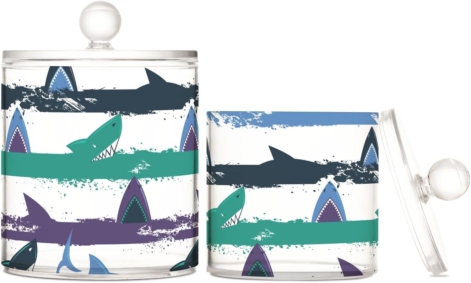 Shark Jars with Lids Containers Jar Bathroom Storage Containers Canisters Cotton Ball Holder for Dorm Room Essentials for College Students Girls