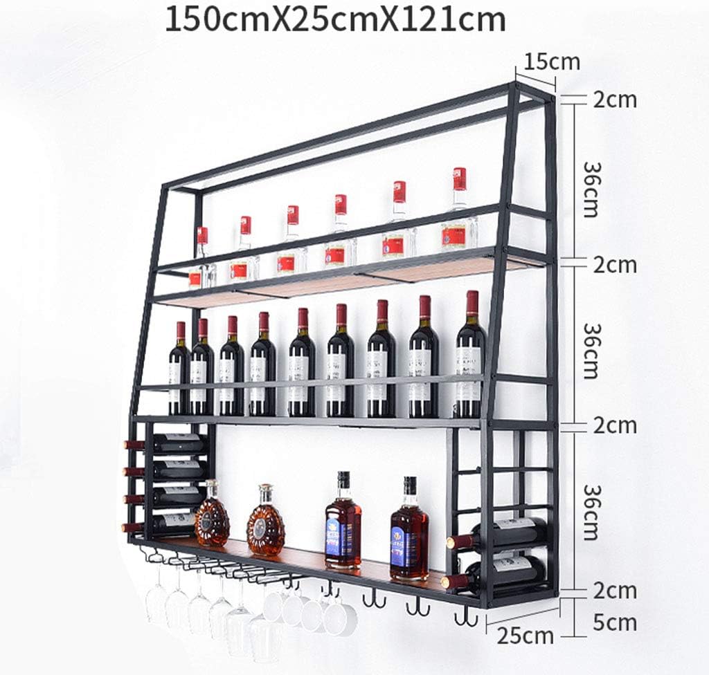 Estante de vino industrial montado en la pared, soporte colgante para copas de vino, almacenamiento de gran capacidad, estantes de metal, decoración